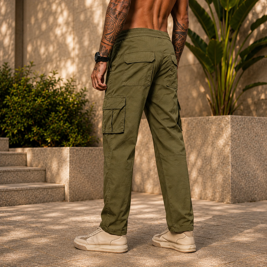 Men’s Green Cargo Pants – Relaxed Fit Utility Streetwear Trousers