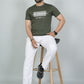 Men’s Olive Green Los Angeles Printed Textured T-Shirt