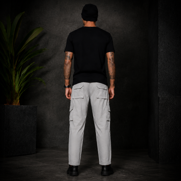 Men’s Light Grey Cargo Pants – Modern Relaxed Fit Utility Trousers