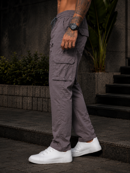 Men’s Dark Grey Utility Cargo Pants – Relaxed Streetwear Fit