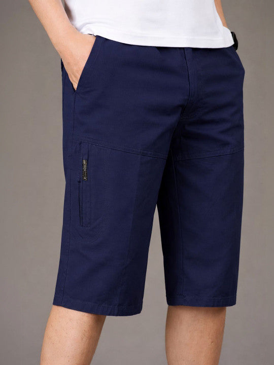 Men’s Royal Blue Utility Capri Shorts – Relaxed Fit Casual Below Knee Shorts