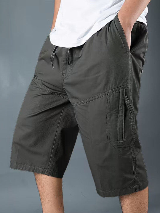 Men’s Charcoal Grey Utility Capri Shorts – Relaxed Fit Casual Below Knee Shorts