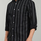 Men’s Black Vertical Striped Casual Shirt – Premium Full Sleeve Stripe Shirt