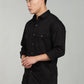 Men’s Black Utility Casual Shirt – Premium Full Sleeve Solid Shirt