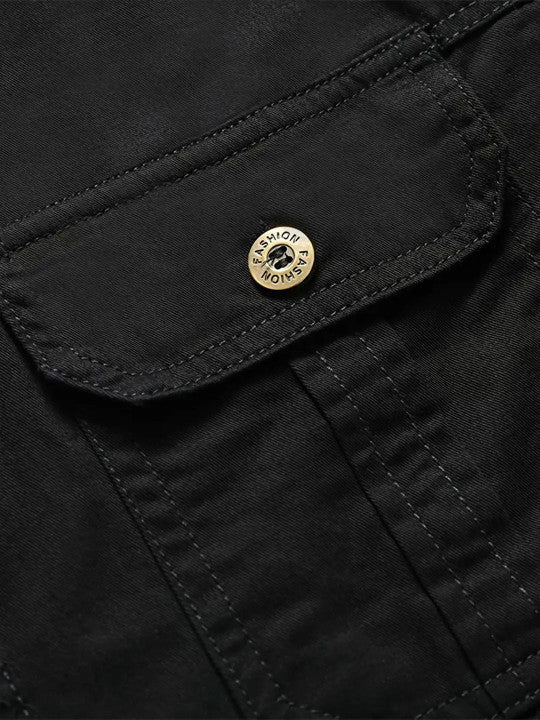 Men’s Black Utility Casual Shirt – Premium Full Sleeve Cotton Blend Shirt