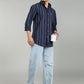 Dark Blue Vertical Striped Casual Shirt for Men – Premium Stripe Shirt