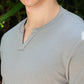 Men's Light Grey Waffle Knit V-Notch Neck T-Shirt