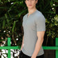 Men's Light Grey Waffle Knit V-Notch Neck T-Shirt
