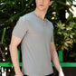 Men's Light Grey Waffle Knit V-Notch Neck T-Shirt