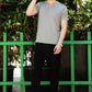 Men's Light Grey Waffle Knit V-Notch Neck T-Shirt