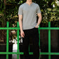 Men's Light Grey Waffle Knit V-Notch Neck T-Shirt