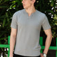 Men's Light Grey Waffle Knit V-Notch Neck T-Shirt