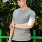 Men's Light Grey Waffle Knit V-Notch Neck T-Shirt