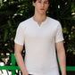 Men's White Waffle Knit V-Notch Neck T-Shirt