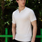 Men's White Waffle Knit V-Notch Neck T-Shirt