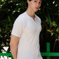 Men's White Waffle Knit V-Notch Neck T-Shirt