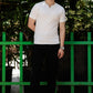 Men's White Waffle Knit V-Notch Neck T-Shirt