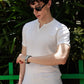 Men's White Waffle Knit V-Notch Neck T-Shirt