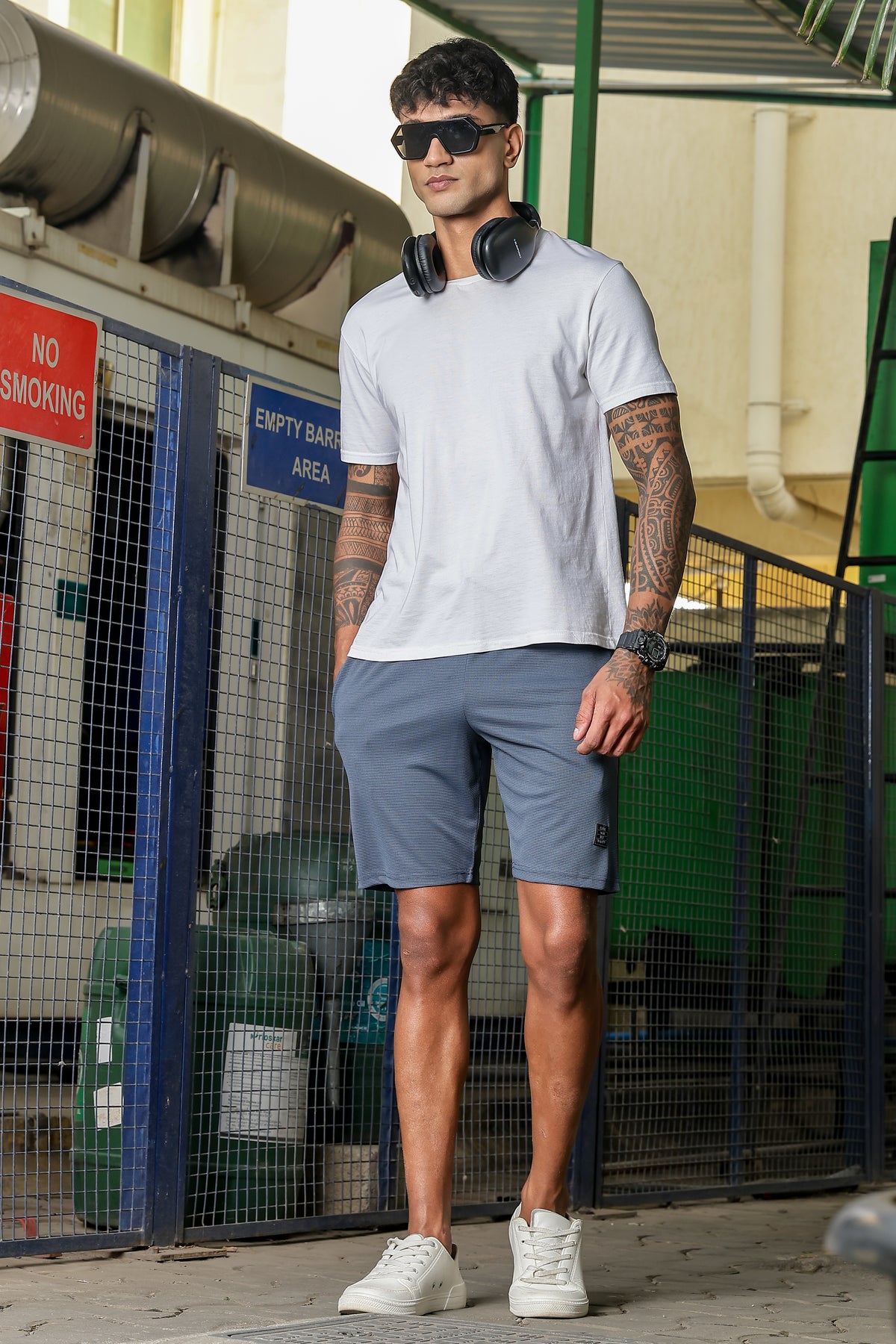 Men's Casual Slim Fit Shorts[GREY] | Stylish Above Knee Shorts with Elastic Waist | Summer Wear for Gym, Lounge, Travel & Outdoor