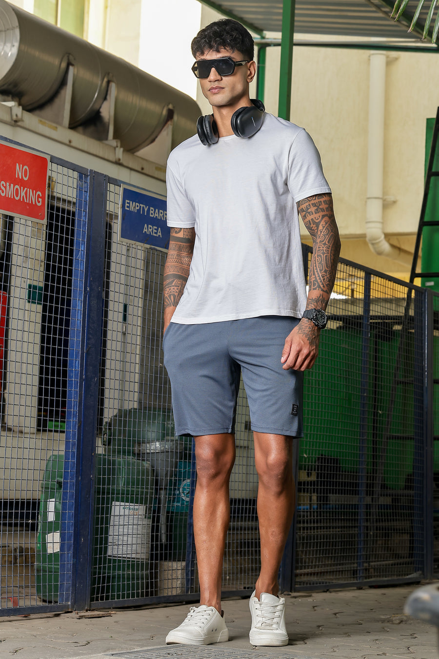 Men's Casual Slim Fit Shorts[GREY] | Stylish Above Knee Shorts with Elastic Waist | Summer Wear for Gym, Lounge, Travel & Outdoor