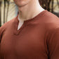 Men's Brown Waffle Knit V-Neck T-Shirt