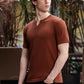 Men's Brown Waffle Knit V-Neck T-Shirt