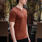 Men's Brown Waffle Knit V-Neck T-Shirt