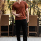 Men's Brown Waffle Knit V-Neck T-Shirt