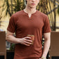 Men's Brown Waffle Knit V-Neck T-Shirt