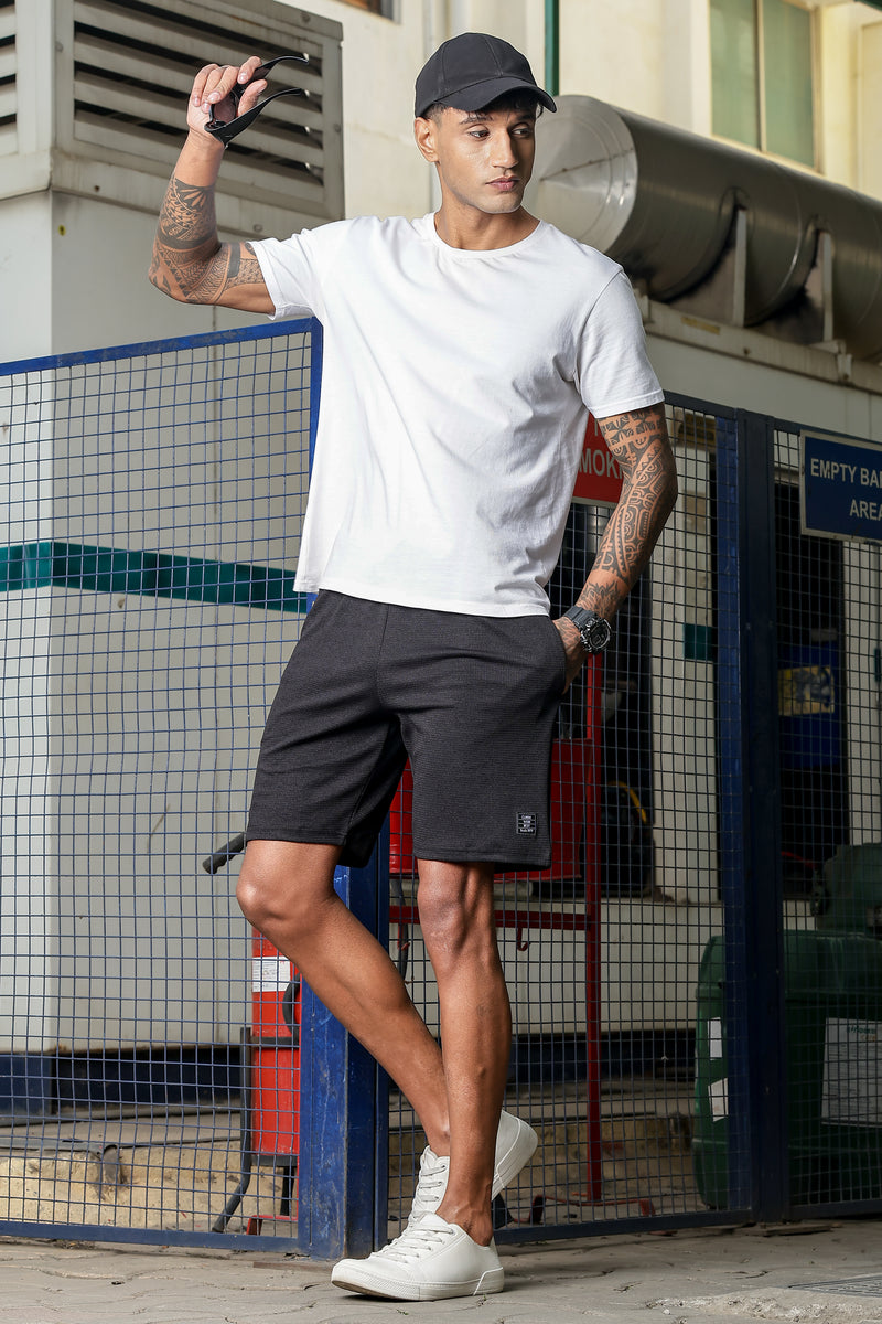 Men's Casual Slim Fit Shorts[BLACK] | Stylish Above Knee Shorts with Elastic Waist | Summer Wear for Gym, Lounge, Travel & Outdoor