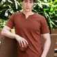 Men's Brown Waffle Knit V-Neck T-Shirt