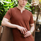 Men's Brown Waffle Knit V-Neck T-Shirt