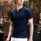Men's Navy Blue Waffle Knit V-Notch Neck T-Shirt