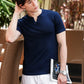 Men's Navy Blue Waffle Knit V-Notch Neck T-Shirt