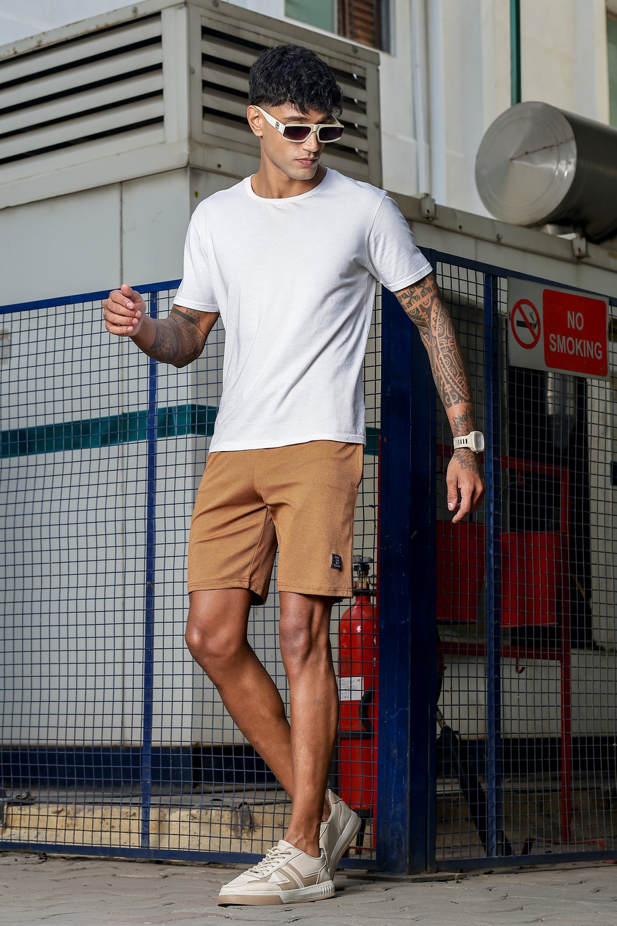 Men's Casual Slim Fit Shorts[BEIGE] | Stylish Above Knee Shorts with Elastic Waist | Summer Wear for Gym, Lounge, Travel & Outdoor