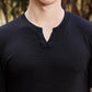 Men's Black Textured V-Neck T-Shirt