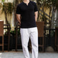 Men's Black Textured V-Neck T-Shirt