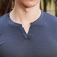 Men's Grey Waffle Knit V-Notch Neck T-Shirt