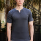 Men's Grey Waffle Knit V-Notch Neck T-Shirt