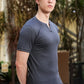 Men's Grey Waffle Knit V-Notch Neck T-Shirt