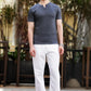 Men's Grey Waffle Knit V-Notch Neck T-Shirt