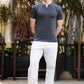 Men's Grey Waffle Knit V-Notch Neck T-Shirt