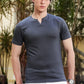 Men's Grey Waffle Knit V-Notch Neck T-Shirt