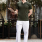 Men's Olive Green Textured T-Shirt