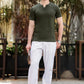 Men's Olive Green Textured T-Shirt