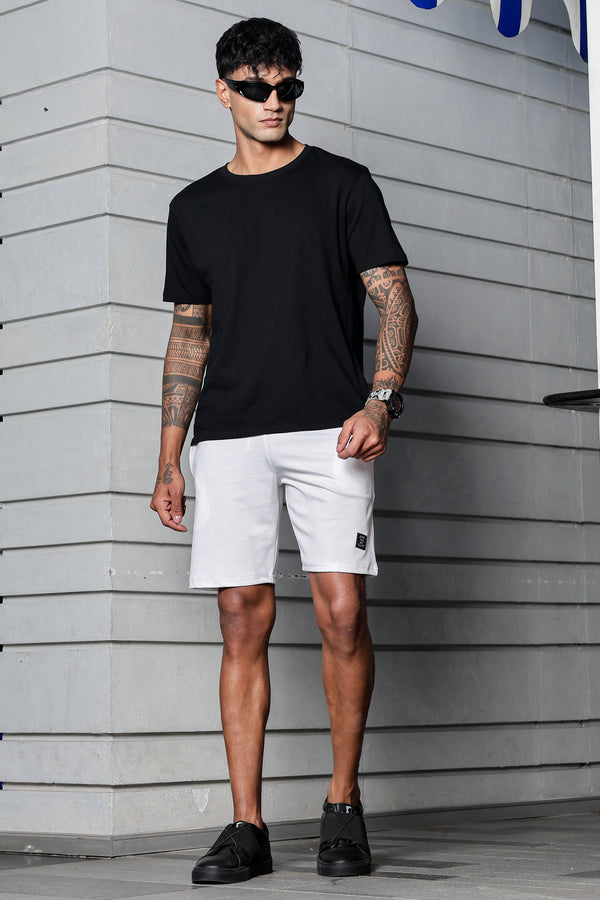 Men's Casual Slim Fit Shorts[WHITE] | Stylish Above Knee Shorts with Elastic Waist | Summer Wear for Gym, Lounge, Travel & Outdoor