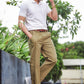 Men's Khaki Casual Trousers – Relaxed Straight Fit Cotton Pants