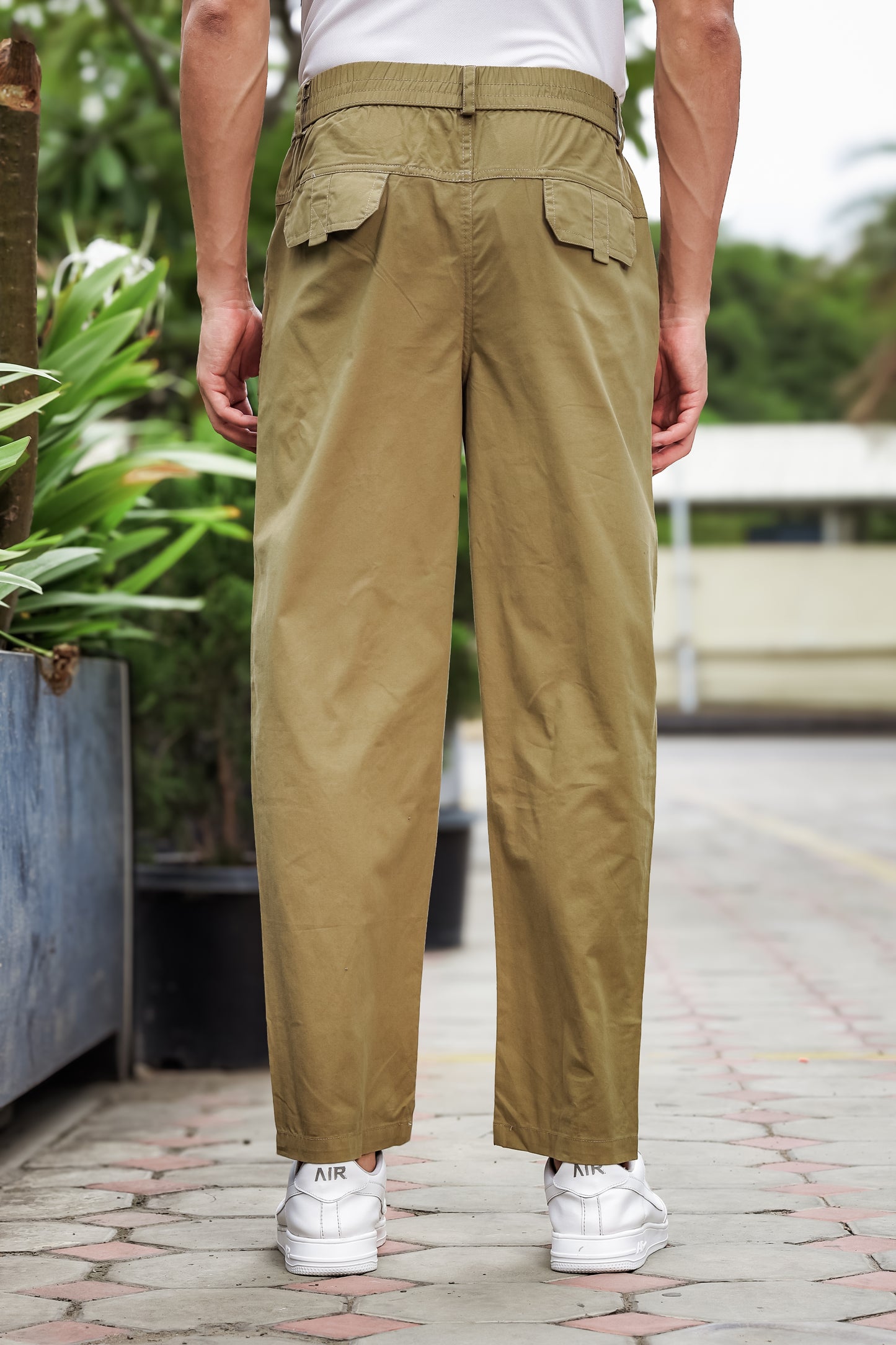 Men's Khaki Casual Trousers – Relaxed Straight Fit Cotton Pants