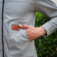 Men's Light Grey Full Sleeve Zip-Up Jacket Shirt – Black Contrast Collar