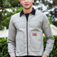 Men's Black Full Sleeve Zip-Up Jacket Shirt – Contrast Grey Collar